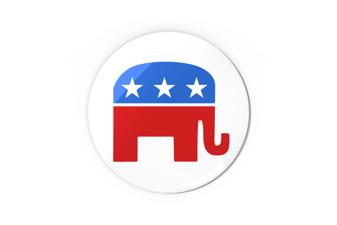 Transparent Republicans Elephant Icon With Stars and Red Background
