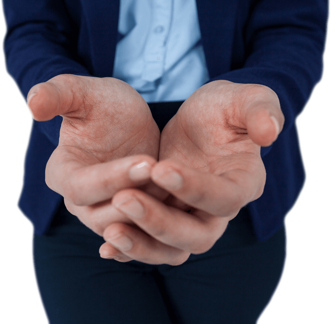 Transparent Hands Cupped for Holding Objects in Gesture
