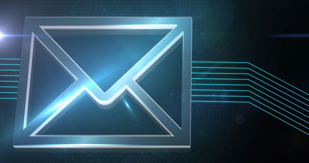 Glowing Digital Envelope Icon with Network Lines
