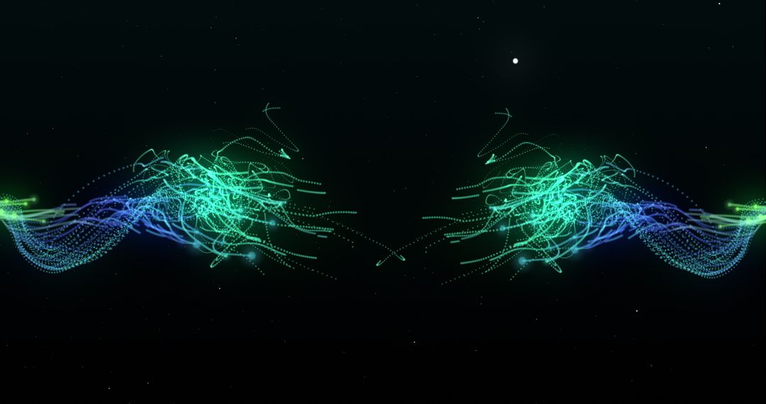 Abstract Neon Electric Currents on Dark Background