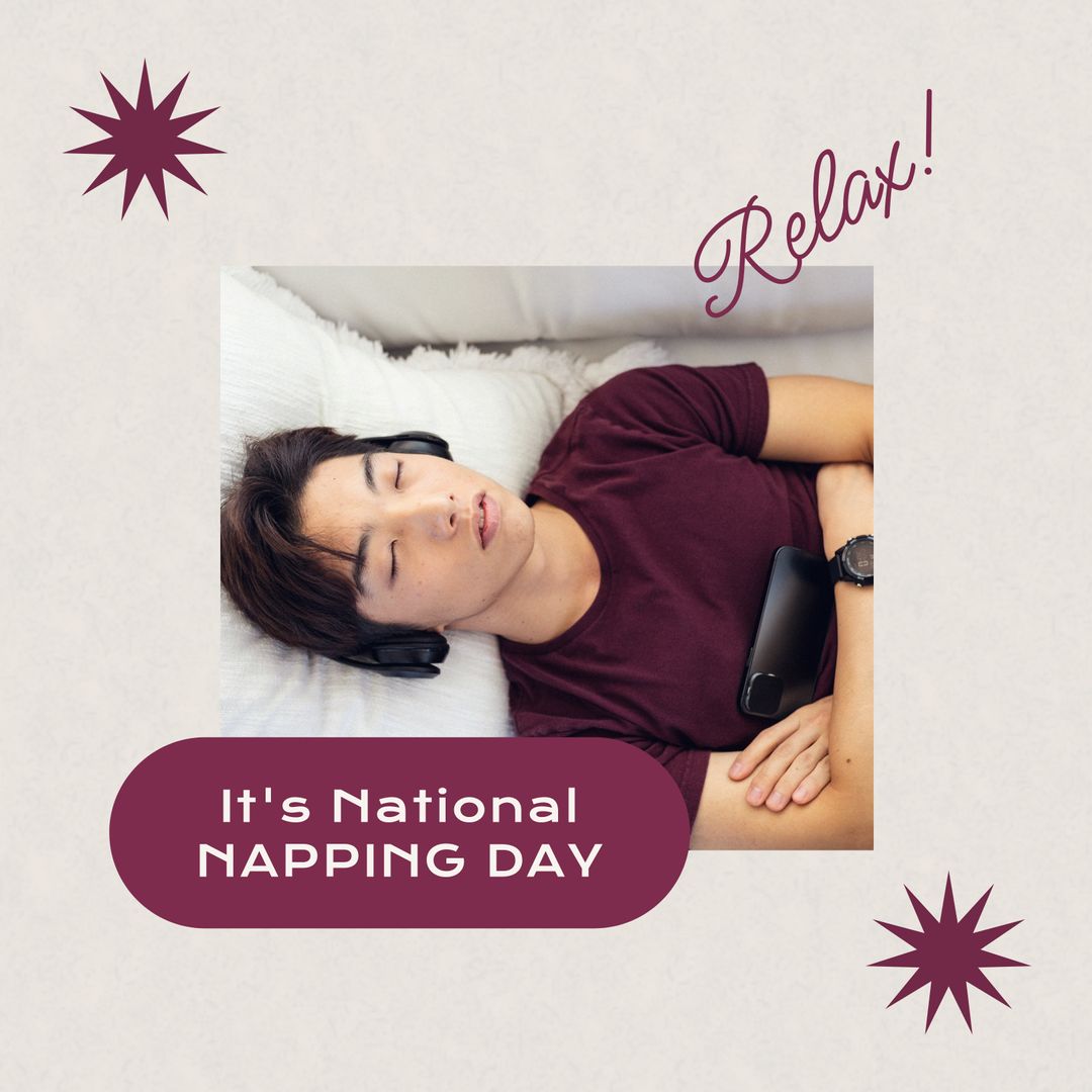 National Napping Day Relaxation Concept with Sleeping Biracial Man