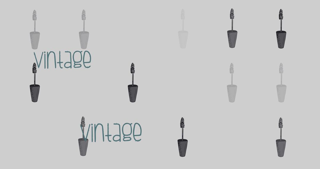 Vintage-Inspired Pattern with Mascara Brushes and Text