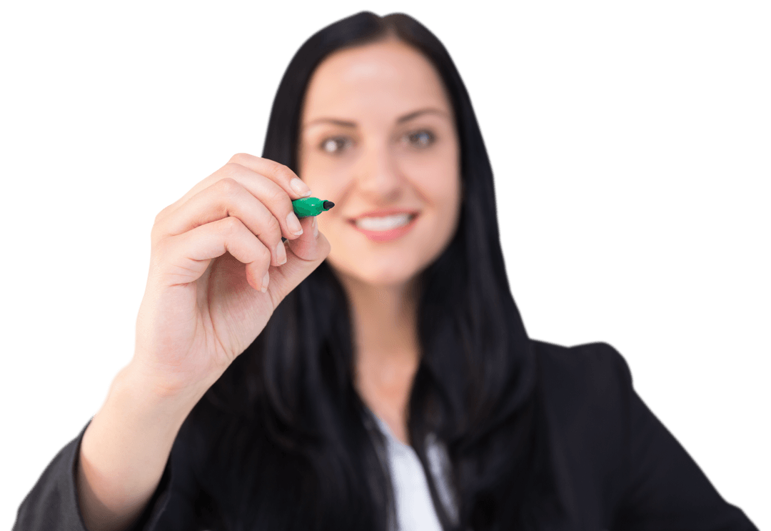Woman Writing with Marker on Transparent Surface, Professional Display
