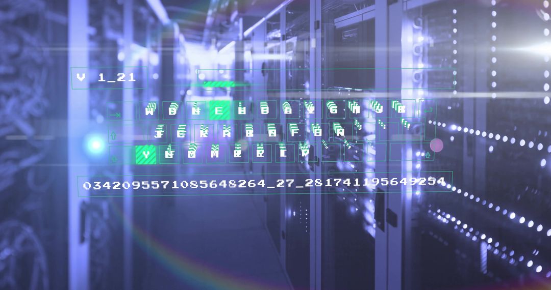 Digital Data Framework Overlaying Modern Server Corridor