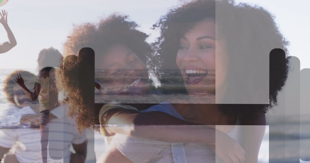 Joyful Family Enjoying Sunset Beach Time Together