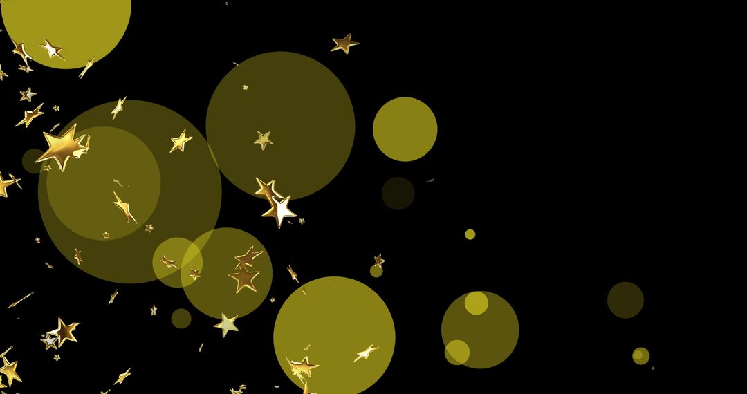 Golden Stars and Circles on Black Background for Festive Elegance