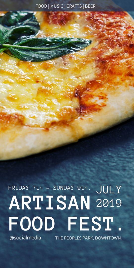 Artisan Food Fest 2019 Promotional Poster with Tasty Pizza Slice - Download Free Stock Templates Pikwizard.com