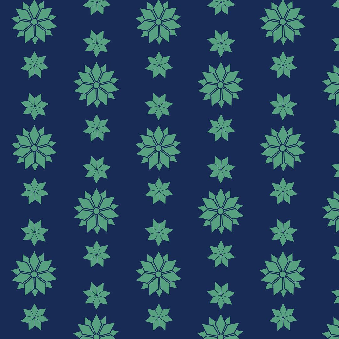 Geometric Green Floral Pattern on Transparent Background