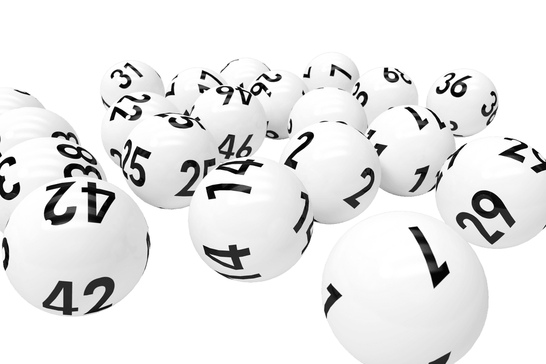 Transparent 3D White Bingo Balls with Black Numbers Layout