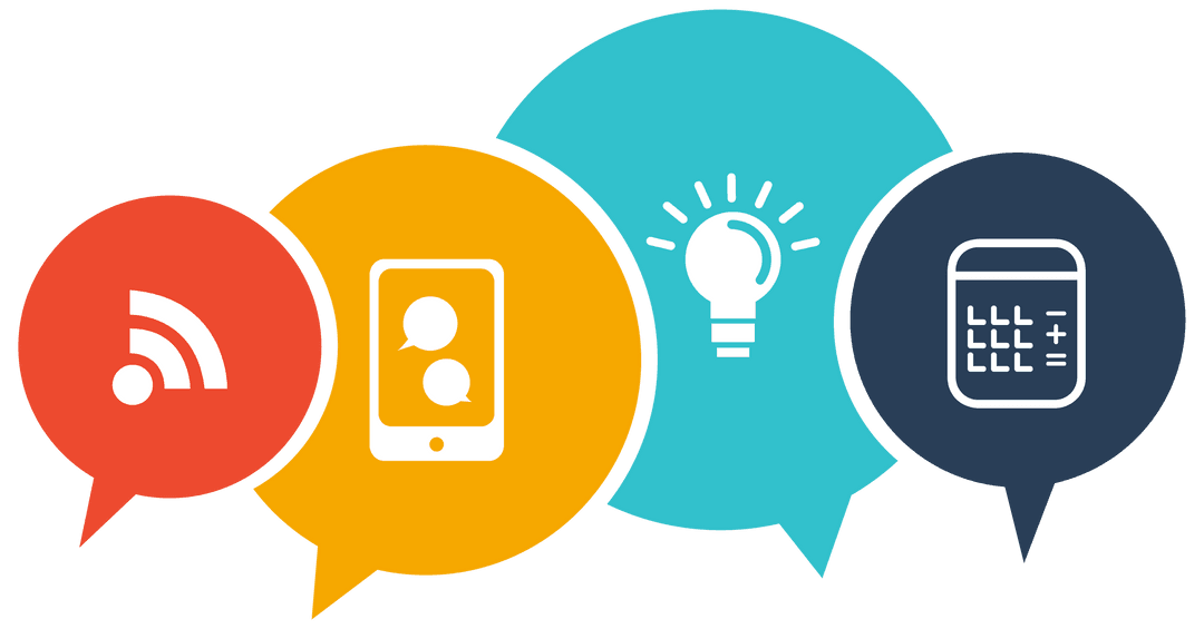 Colorful Media Icons on Transparent Background