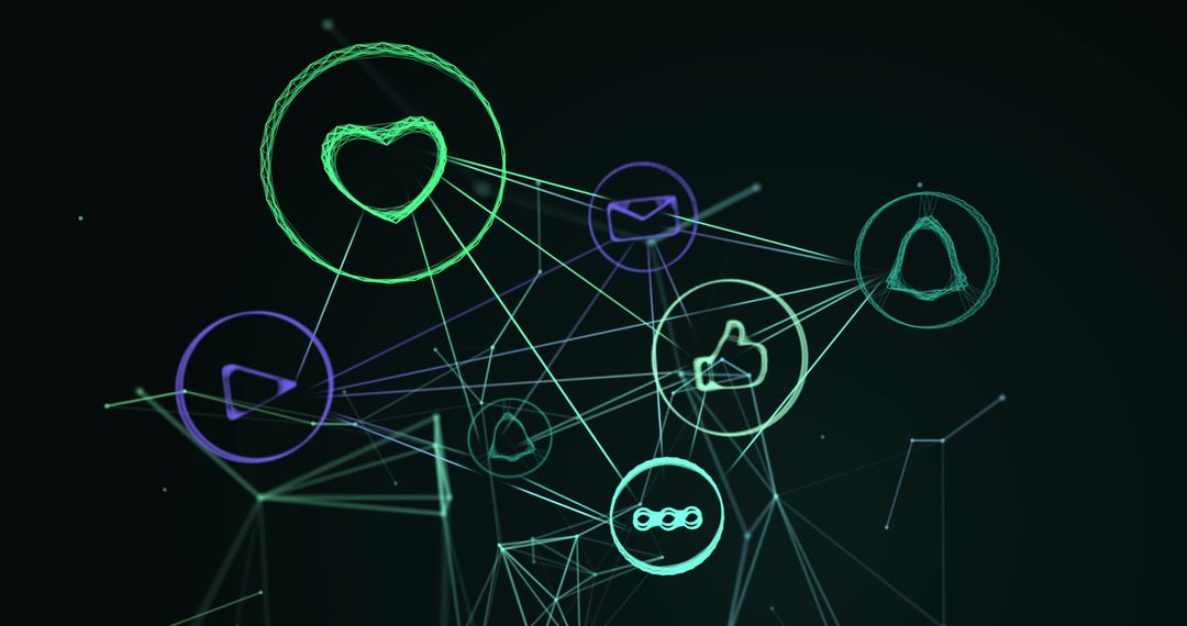 Futuristic network interface with digital shape animation