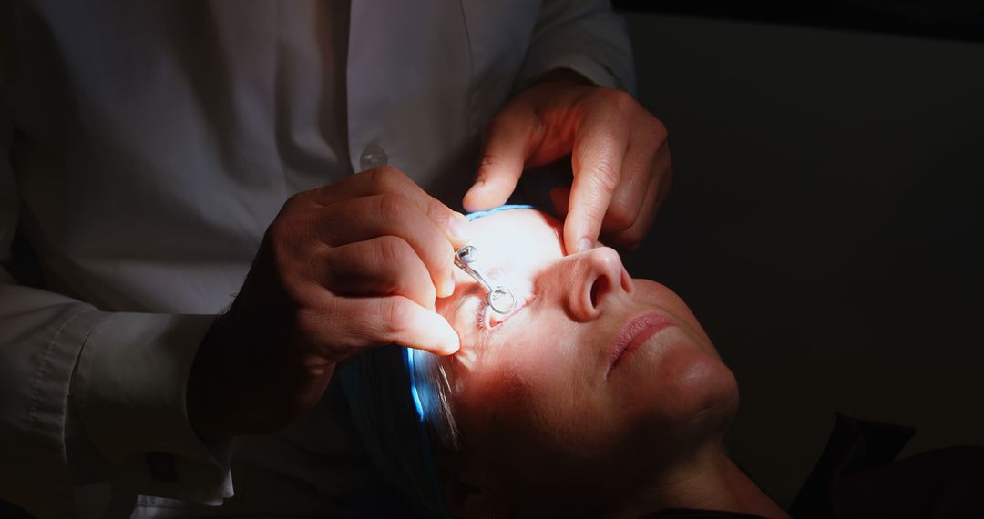 Surgeon Performing Eye Surgery on Patient Under Bright Light - Free Images, Stock Photos and Pictures on Pikwizard.com