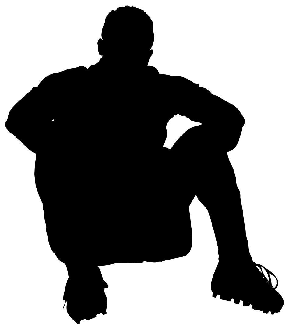 Silhouette of Football Player Sitting on Transparent Background