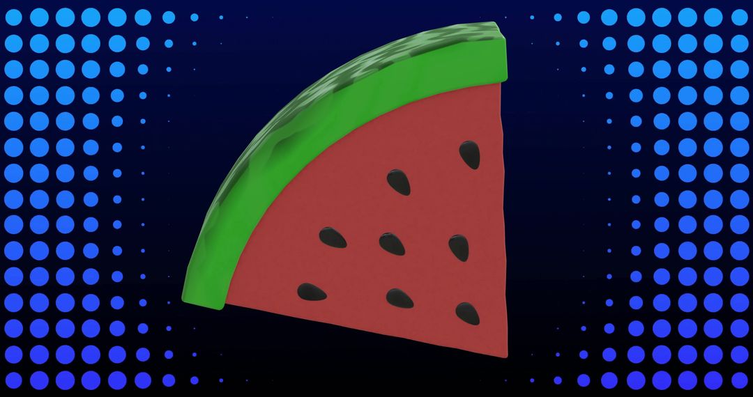 3D Rotating Watermelon Slice Icon on Retro Digital Background - Free Images, Stock Photos and Pictures on Pikwizard.com