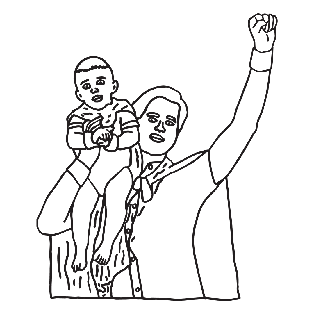 Transparent Vector Illustration of Father and Son with Cape