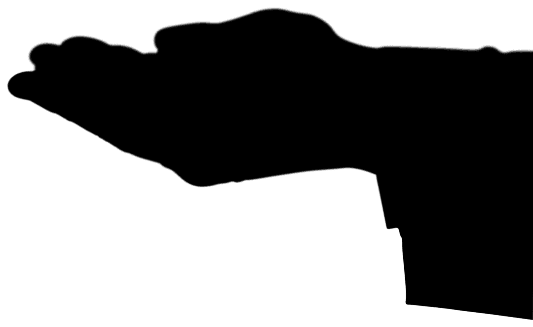 Silhouette of Reaching Hands on Transparent Background