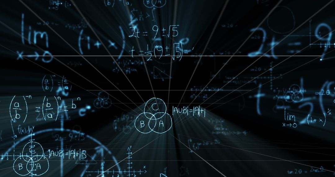 Abstract Glowing Mathematical Formulas Background