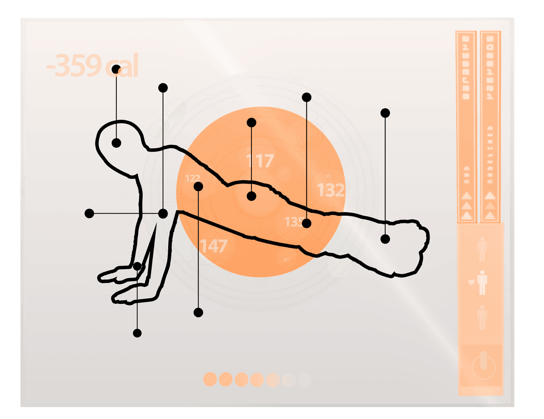 Digital Fitness Interface Diagram on Transparent Background