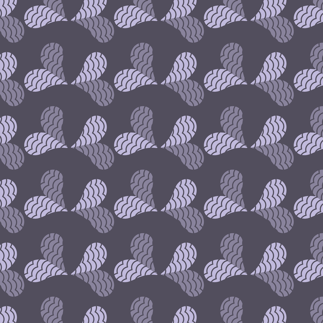Transparent Purple Heart Pattern Repeating on Vector Background