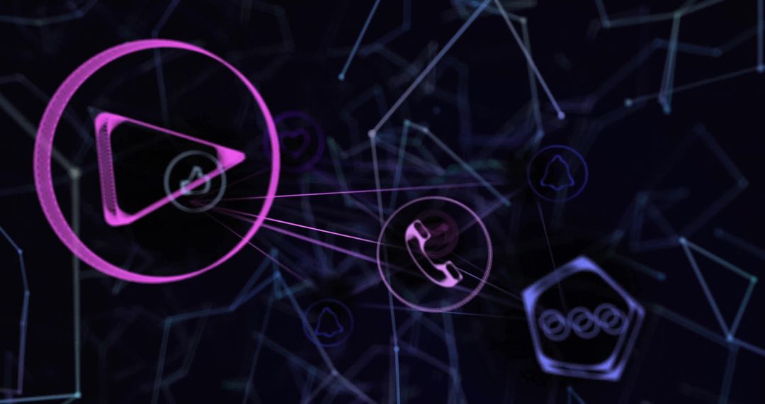 Abstract Network of Connections with Digital Communication Icons