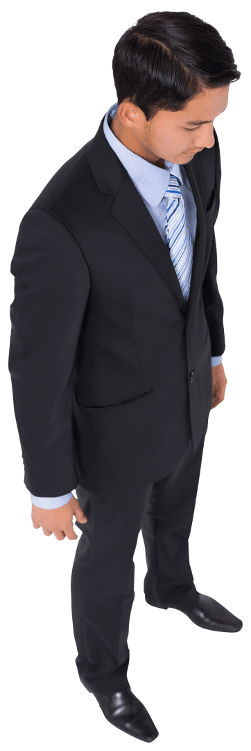 Transparent Isolated Businessman in Suit Looking Down