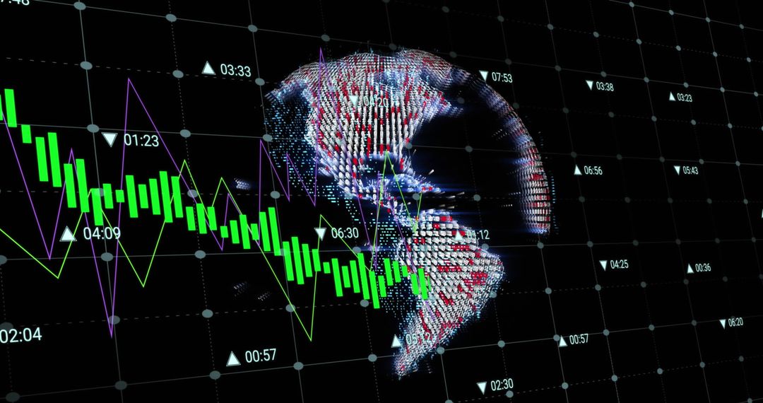 Global Financial Data and Chart with Digital World Map