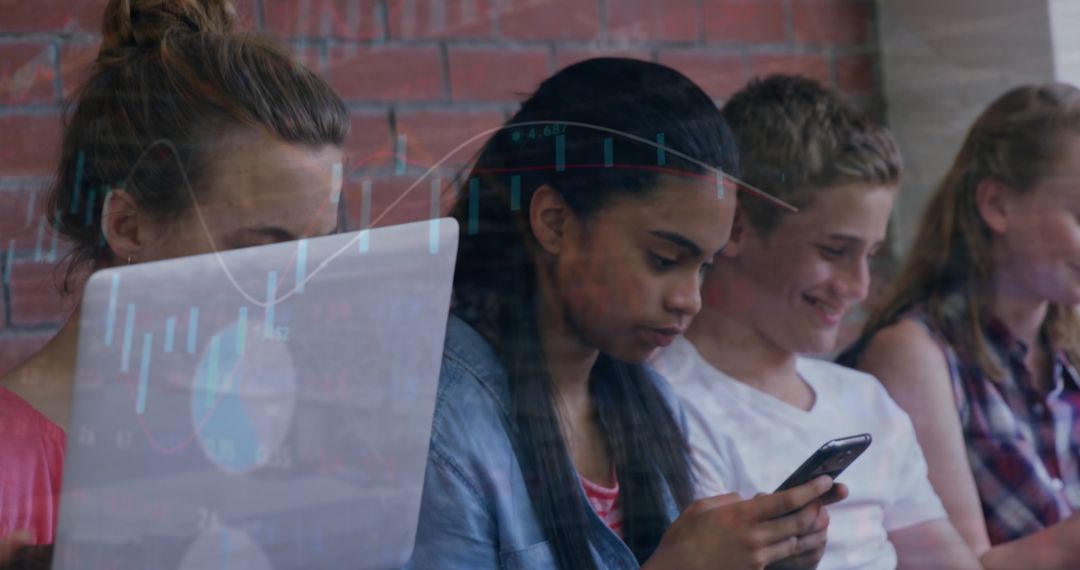 Students Engaging with Technology and Financial Data Overlays