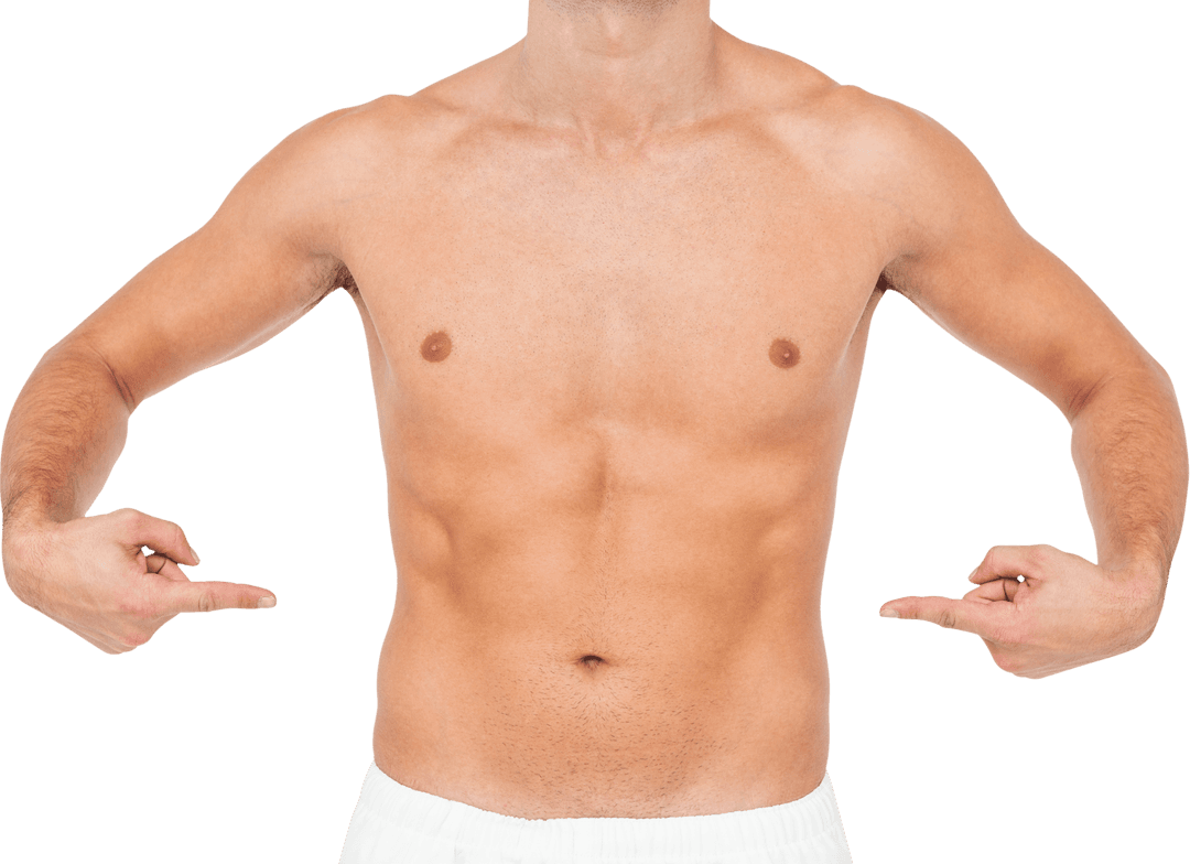 Male Midsection Displaying Defined Abdominal Muscles Transparent