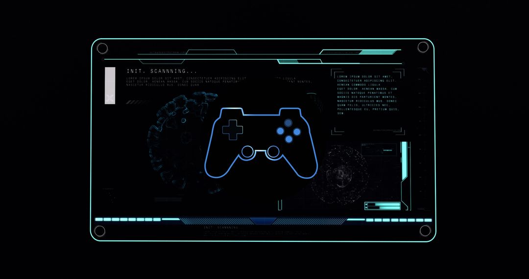 Futuristic Interface with Digital Gamepad Icon