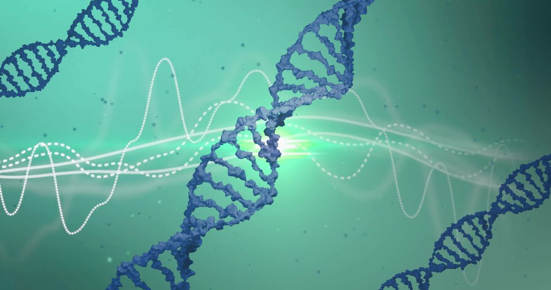 Digital DNA Strands with Data Visualization on Green