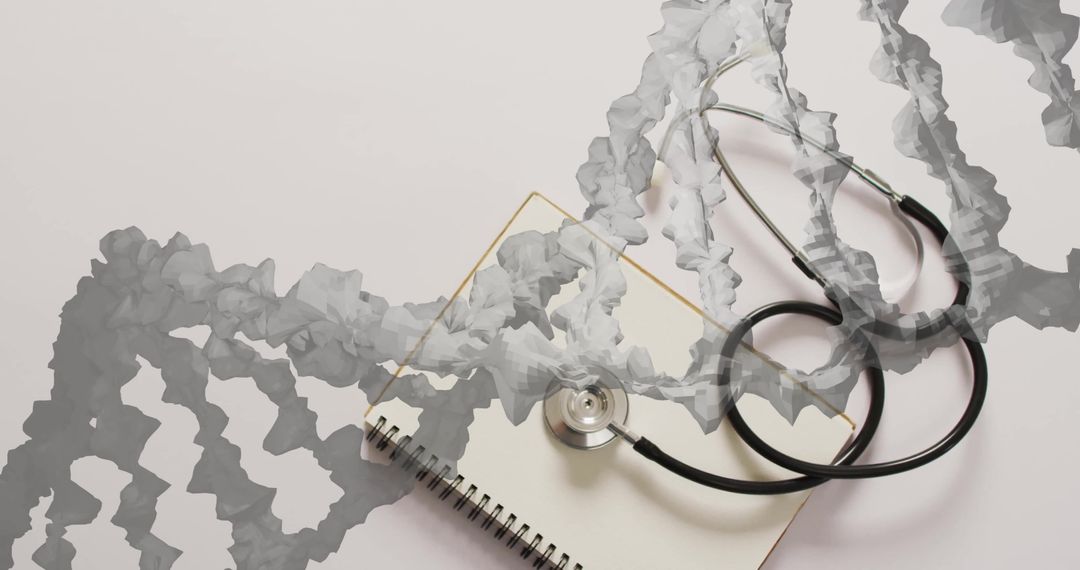 Stethoscope and DNA Strands on White Background