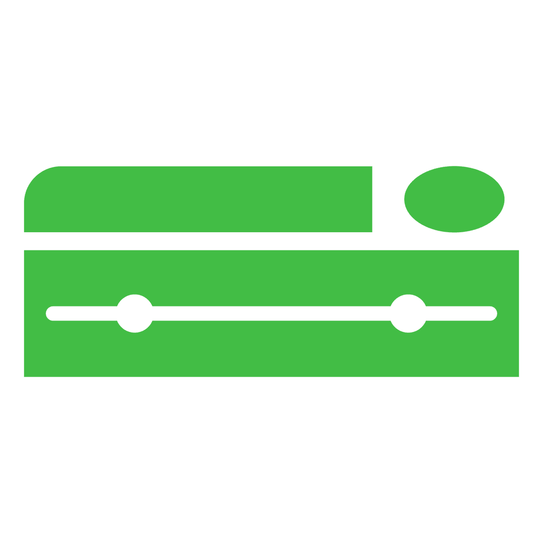 Green Geometric Icon with Bed Symbol on Transparent Background