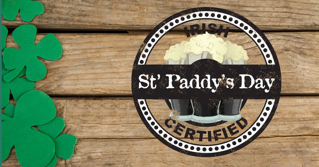 Vintage St. Paddy's Day Badge with Festive Shamrocks