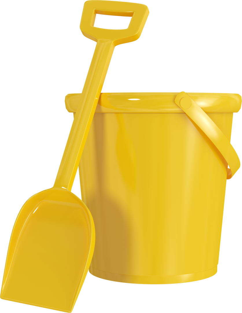 Yellow Transparent Bucket with Shovel for Beach Fun - Download Free Stock Images Pikwizard.com