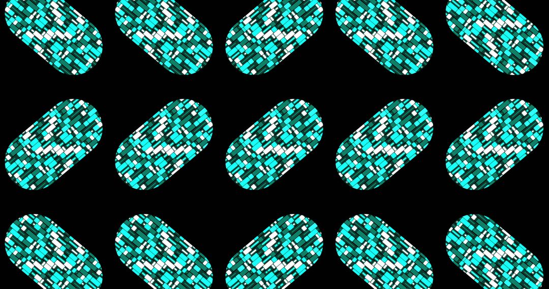 Modern Geometric Pattern with Teal Ellipses on Black