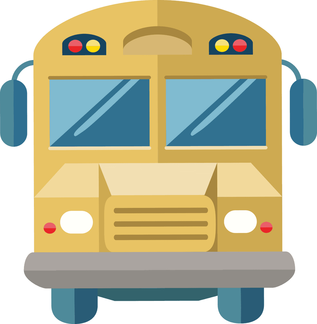 Vector School Bus Illustration on Transparent Background