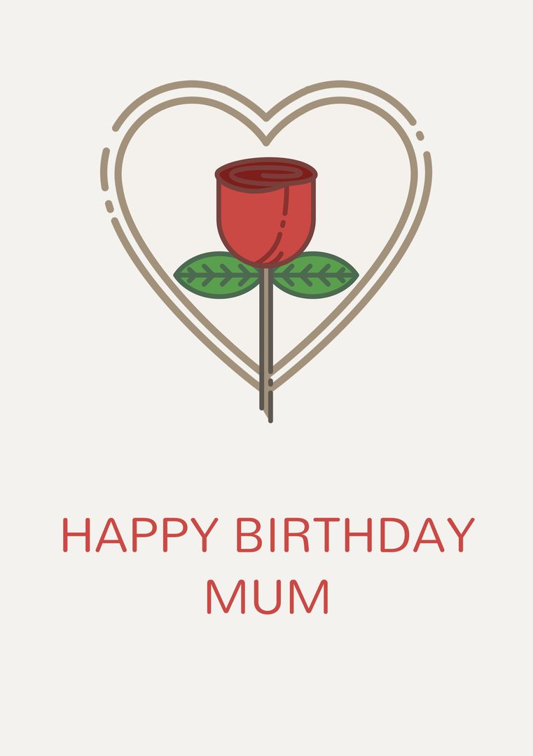 Heart and Rose Design for Mum's Special Day Celebration - Download Free Stock Templates Pikwizard.com