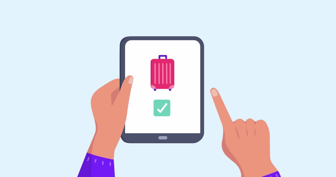 Hands Using Tablet with Travel App Interface
