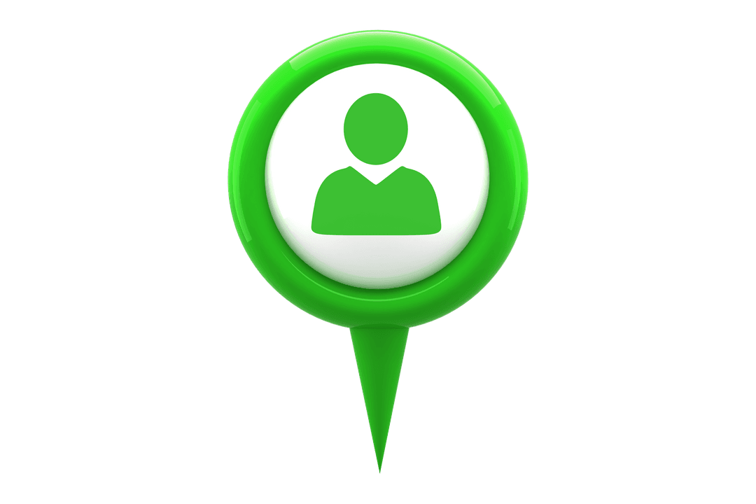 Transparent Green Location Icon with Human Symbol