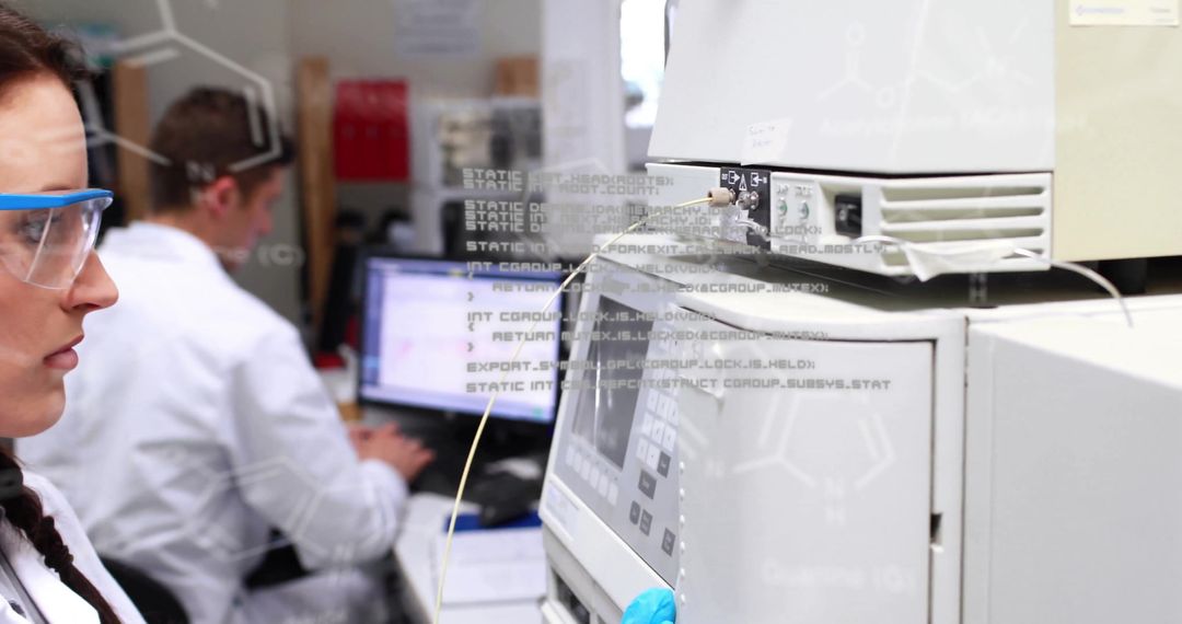 Caucasian Female Scientist Analyzing Data in Advanced Laboratory