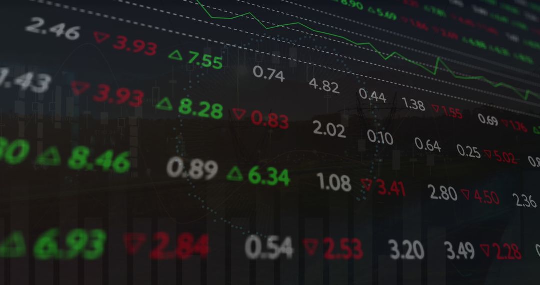Digital Data Streams and Stock Market Analysis Display