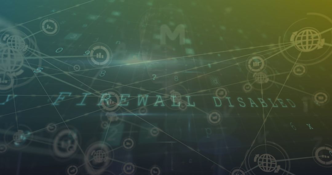 Firewall Disabled Message Overlaid on Network Technology Background
