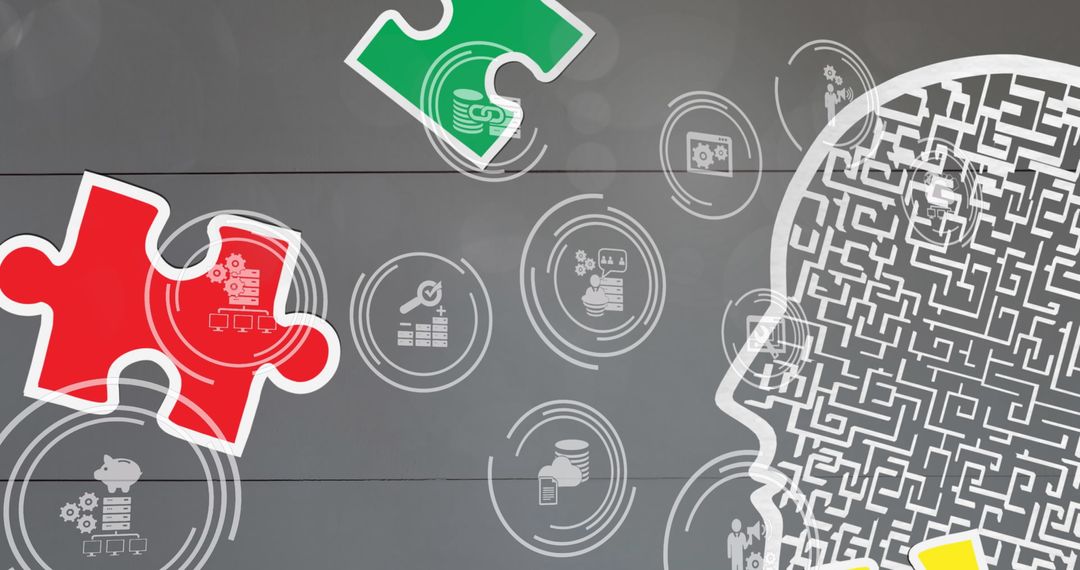 Puzzle Pieces and Digital Icons Promoting Awareness