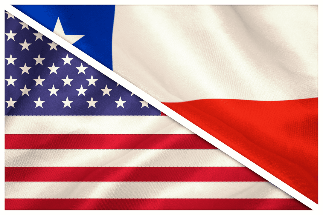Transparent Blended USA and Chile Flags Showing Unity