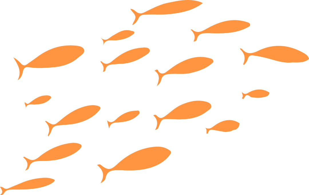 Minimalist Orange Fish Silhouettes on Transparent Background