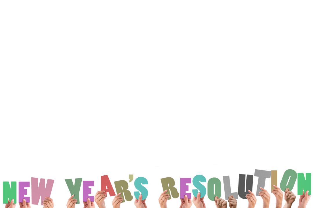 Hands Holding New Year's Resolution Letters Transparent Background