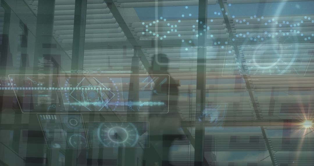 Digital Interface Overlaying Business Environment in Office Scene