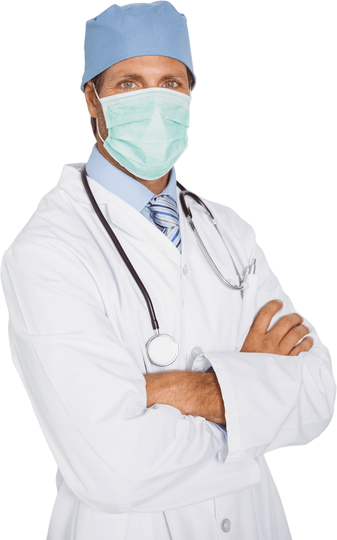 Confident Doctor Wearing Transparent Protective Surgical Mask