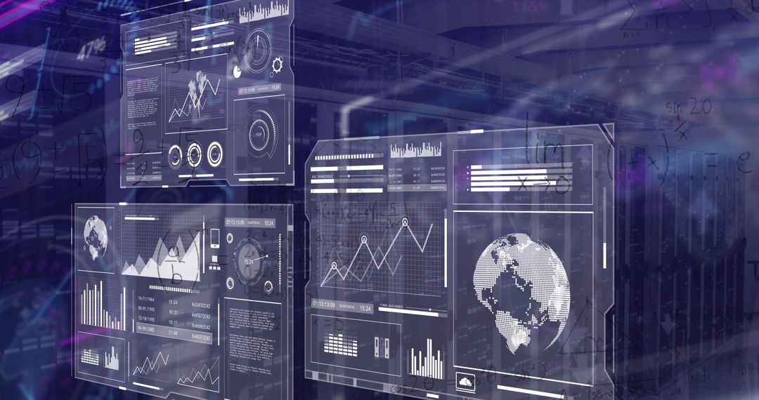 Digital Data Panels Showcasing Global Connectivity in Technology World