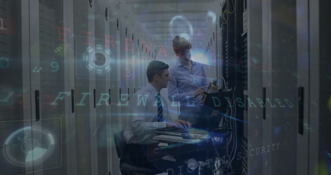 Technical Team Analyzing Data in Modern Server Room